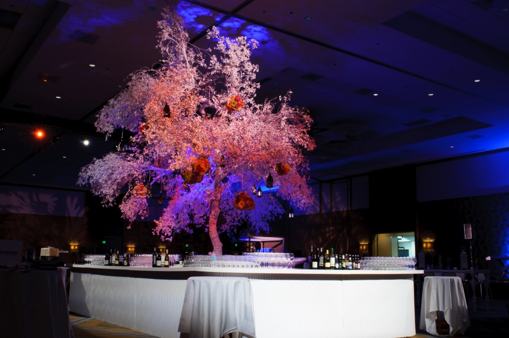 White Tree behind bar